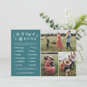 3 foto Modern Grappig Twaalf Dagen Corona Blauwgro Feestdagenkaart (Staand voorkant)