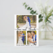 3 Foto Modern Huwelijksliefde en Bedankt Script Briefkaart (Staand voorkant)
