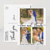 3 Foto Modern Huwelijksliefde en Bedankt Script Briefkaart (Voorkant / Achterkant)