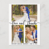 3 Foto Modern Huwelijksliefde en Bedankt Script Briefkaart (Voorkant)