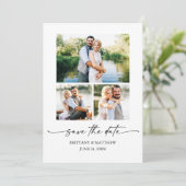 3 Foto Modern minimalistisch inkpenscript Save The Date (Staand voorkant)