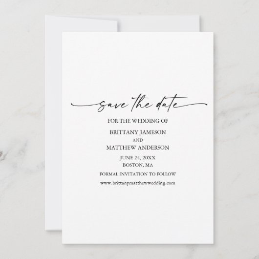 3 Foto Modern minimalistisch inkpenscript Save The Date (Achterkant)
