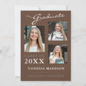 3 foto Modern Script Earth Tones Afstuderen Aankondiging (Voorkant)