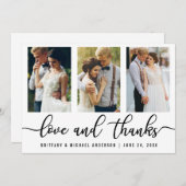 3 Foto Modern Wedding Love and Bedankt (Voorkant / Achterkant)