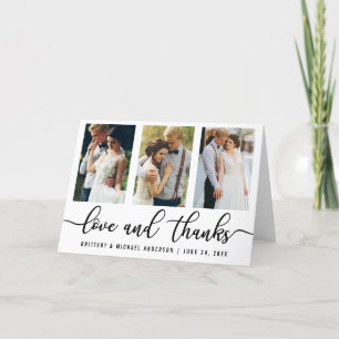3 Foto Modern Wedding Love and Bedankt Fold
