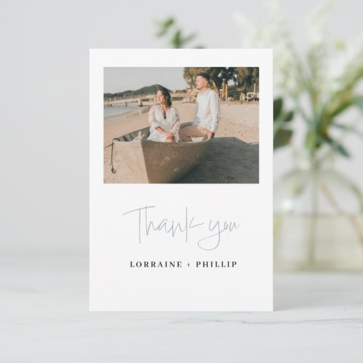 3 foto Moderne bruiloft bedankkaart (Staand voorkant)