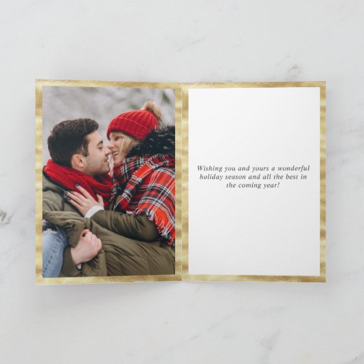 3 FOTO Moderne gouden kerstgroet Feestdagen Kaart (Binnen)