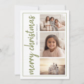 3 Foto Moderne Minimale kalligrafie Feestdagenkaart (Voorkant)