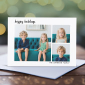 3 Foto Moderne Minimale Script-schijf - zwart Feestdagenkaart