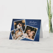 3 Foto Navy Blue Waterverf Wedding Hartelijk dank Kaart (Voorkant)