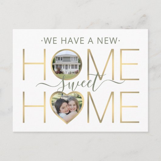 3 Foto New Home Sweet Home Change of Address Aankondigingskaart (Voorkant)