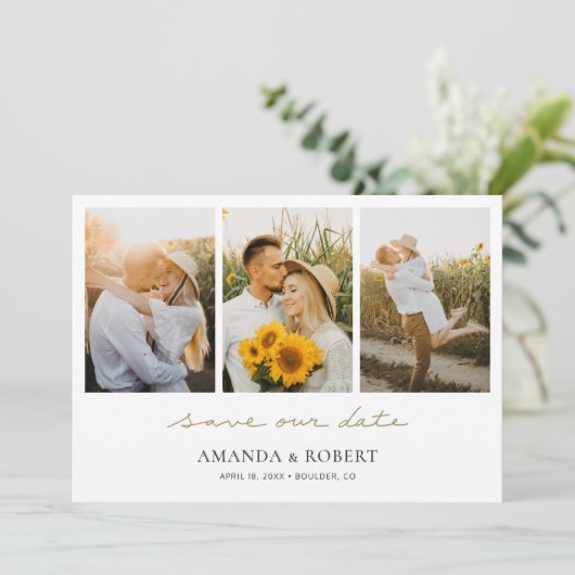 3 Foto Opslaan Datum Save The Date (Staand voorkant)