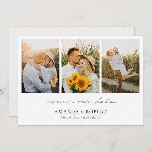 3 Foto Opslaan Datum Save The Date (Voorkant / Achterkant)
