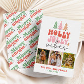 3 foto pastel kleuren groovy retro kerst feestdagenkaart