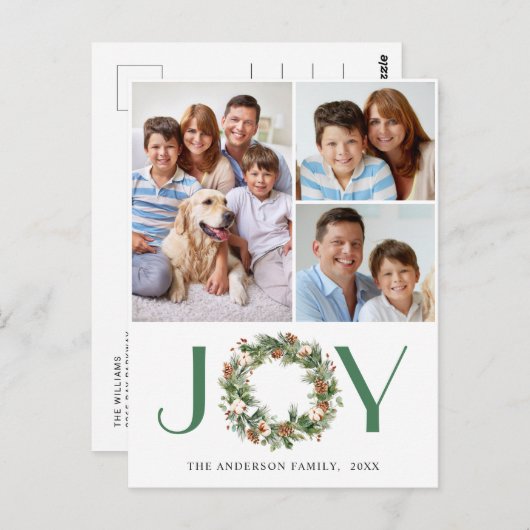 3 FOTO Pine Cones Fir Wreate Kerstfeestdag Briefkaart (Voorkant / Achterkant)