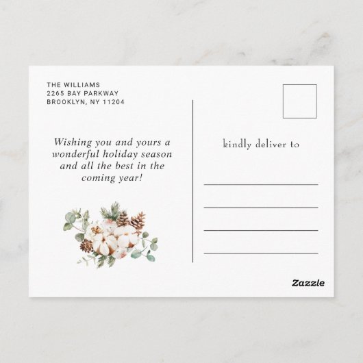 3 FOTO Pine Cones Fir Wreate Kerstfeestdag Briefkaart (Achterkant)