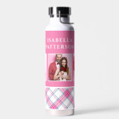 3 Foto Preppy roze speldenband moderne meisjesnaam Waterfles (Links)