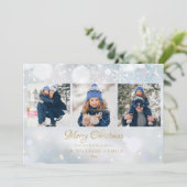 3 Foto Prettig Kerstman Script Winter Vorst Feestdagenkaart (Staand voorkant)