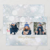 3 Foto Prettig Kerstman Script Winter Vorst Feestdagenkaart (Voorkant / Achterkant)