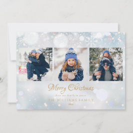 3 Foto Prettig Kerstman Script Winter Vorst Feestdagenkaart