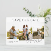 3 Foto QR Code Bruiloft Save the Date Kaart (Staand voorkant)