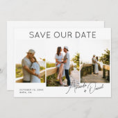 3 Foto QR Code Bruiloft Save the Date Kaart (Voorkant / Achterkant)