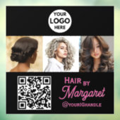 3 Foto QR Code Roze Zwart Foto Kapsalon Raamsticker (Vel 3)