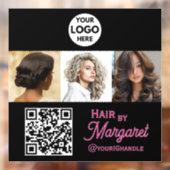 3 Foto QR Code Roze Zwart Foto Kapsalon Raamsticker (Vel 2)