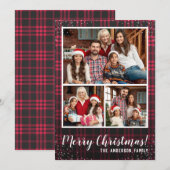 3 Foto Red Pset Rustic Kerstfeestdag Feestdagenkaart (Voorkant / Achterkant)