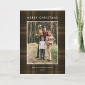 3 Foto Retro Kerst Plaid Groet Feestdagen Kaart (Voorkant)