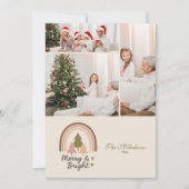 3 Foto Retro Rainbow Merry & Bright Feestdagenkaart (Voorkant)