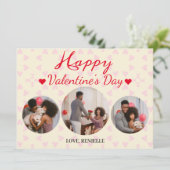 3 foto Ronde collage Valentijnsdag paar Feestdagenkaart (Staand voorkant)