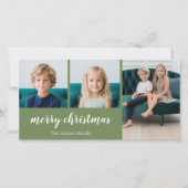 3 Foto - Simpel Green Holly - Vrolijk kerstfeest Feestdagenkaart (Voorkant)
