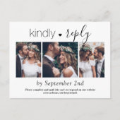 3 Foto Simple Script Elegant Wedding Kindly RSVP Uitnodiging Briefkaart (Voorkant)