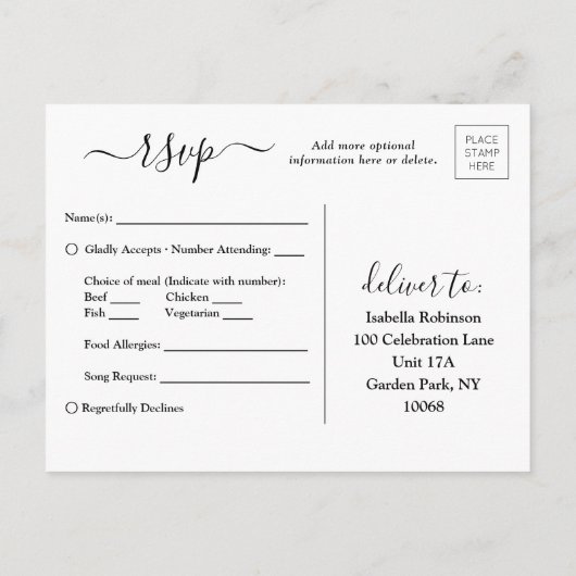 3 Foto Simple Script Elegant Wedding Kindly RSVP Uitnodiging Briefkaart (Achterkant)