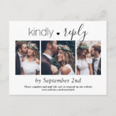 3 Foto Simple Script Elegant Wedding Kindly RSVP Uitnodiging Briefkaart (Voorkant)