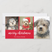 3 foto - Simply Red Holly - Prettig kerstfeest Feestdagenkaart (Voorkant)