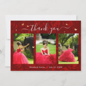 3 Foto Sjabloon Elegant Goud en Rood Quinceanera (Voorkant)