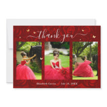 3 Foto Sjabloon Elegant Goud en Rood Quinceanera