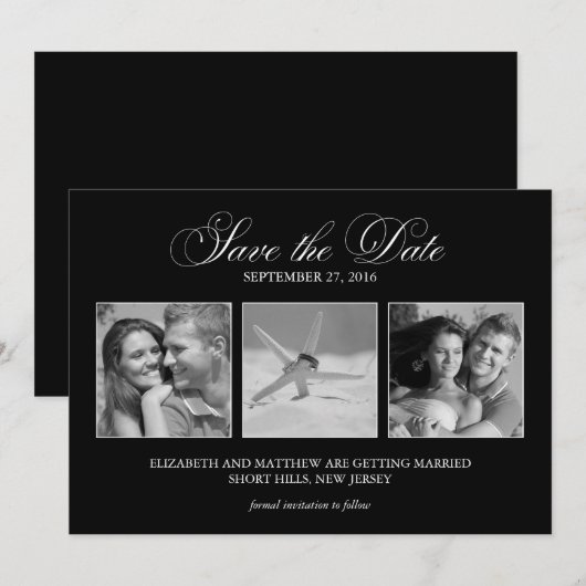 3-Foto Sjabloon Trouw Save the Date Kaart (Voorkant / Achterkant)
