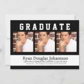 3 Foto Sporty Male Graduparty Kaart (Voorkant)