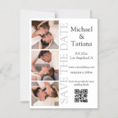 3 foto strook qr code save the date magnetische uitnodiging (Voorkant)