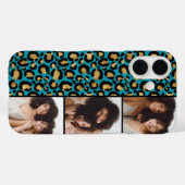3 Foto Teal En Goud Luipaardprint Case-Mate iPhone Case (Achterkant (horizontaal))