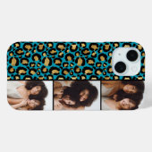 3 Foto Teal En Goud Luipaardprint Case-Mate iPhone Case (Achterkant (horizontaal))