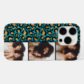 3 Foto Teal En Goud Luipaardprint Case-Mate iPhone Case (Achterkant (horizontaal))