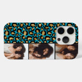 3 Foto Teal En Goud Luipaardprint Case-Mate iPhone Case (Achterkant (horizontaal))