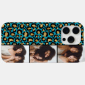 3 Foto Teal En Goud Luipaardprint Case-Mate iPhone Case (Achterkant (horizontaal))