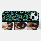 3 Foto Teal En Goud Luipaardprint Case-Mate iPhone Case (Achterkant (horizontaal))