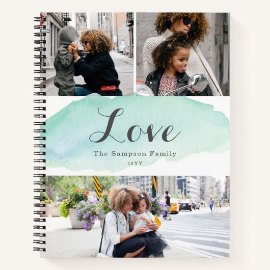 3 Foto Turquoise Waterverf Notitieboek (Voorkant)