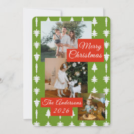 3 Foto Vakantie Rood + Groen Kerstboom Kaart